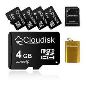 cloudisk 5pack 4gb micro sd card 4 gb microsd memory card class6 with card reader + sd adapter,bulk sale