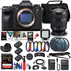 sony alpha a7r iiia mirrorless digital camera (body only) (ilce7rm3a/b) + sony fe 24-105mm f/4 lens + 64gb memory card + corel photo software + case + 2 x np-fz100 compatible battery + more (renewed)