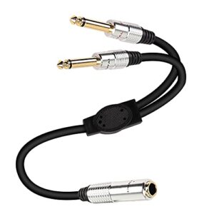 xmsjsiy 6.35mm 1/4 trs stereo female to dual 6.35mm 1/4 ts mono male y splitter cable -50cm/19.68inch
