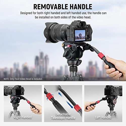NEEWER Video Tripod Fluid Head with Quick Release Plate Compatible with Manfrotto, Telescopic Handle & Panorama Scaled Base (⌀55mm), Max Load 13.2lb/6kg, Heavy Duty for DSLR Video Cameras, GM001