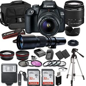 paging zone 2000d (rebel t7) dslr camera bundle with ef-s 18-55mm f/3.5-5.6 lens + 500mm preset lens + 2pc sandisk 32gb memory cards + professional kit