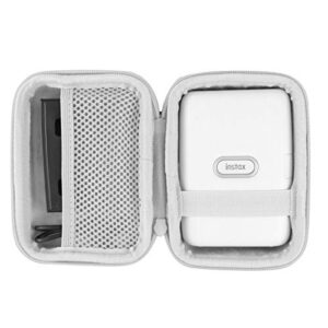 co2crea hard travel case replacement for fujifilm instax mini link 2 1 smartphone printer (ash white case + inside white)
