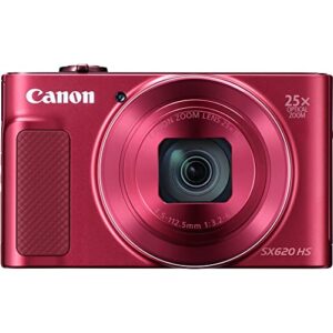 Canon PowerShot SX620 HS Digital Camera (Red) (1073C001), 64GB Card, NB13L Battery, Corel Photo Software, Charger, Card Reader, Soft Bag, Tripod + More (Renewed)