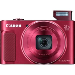 Canon PowerShot SX620 HS Digital Camera (Red) (1073C001), 64GB Card, NB13L Battery, Corel Photo Software, Charger, Card Reader, Soft Bag, Tripod + More (Renewed)