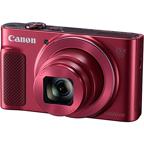 Canon PowerShot SX620 HS Digital Camera (Red) (1073C001), 64GB Card, NB13L Battery, Corel Photo Software, Charger, Card Reader, Soft Bag, Tripod + More (Renewed)