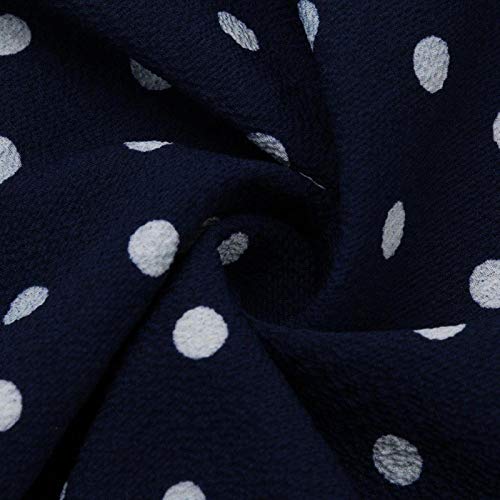 XIMIN Women's Fashion Casual Short Sleeve V-Neck Low Cut Printed Polka Dot Dress Beach Maxi Dress (Navy, Size:XXXXXL)