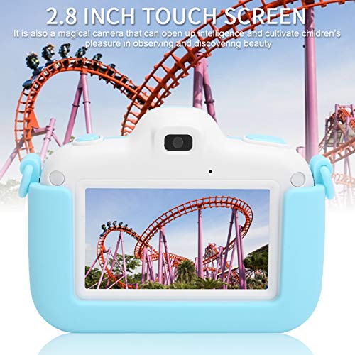 Children Full Hd Digital Camera, 2.8In Touch Display Screen Video Camera, Super Mini Size Camera with Silicone Protective Cover, Support Continuous Shooting, Time Lapse Photography (Blue)
