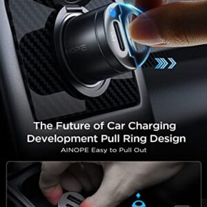 USB C Car Charger PD36W & QC36W, AINOPE Car Charger Fast Charge 2-Port PD&QC3.0 Cigarette Lighter USB Charger with 3.3ft Type C Cable All-Metal Body Fit for Samsung S23/S22 iPhone 14/13