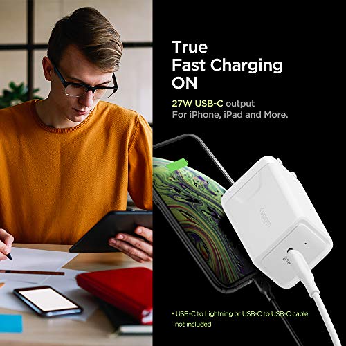 Spigen USB C Charger, 27W USB-C Power Adapter Fast Charging Wall Charger Foldable Plug for iPhone 13 Pro Max 13 Mini 12 11 X iPad Pixel 6 Pro MacBook Air Galaxy S21 Ultra S20 FE Note 20 Plus Z Fold 3