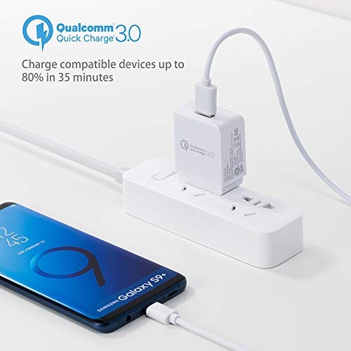TPLTECH Quick Charge 3.0 Fast Charger Compatible LG G8 G8X G7 V35 V30S V35 V40 ThinQ Phone,LG Stylo 5 4/ Q Stylo 4,V50 ThinQ/V35 ThinQ,G5 G6 V20 V30,18W Travel Rapid Charger with 5Ft USB C Cable
