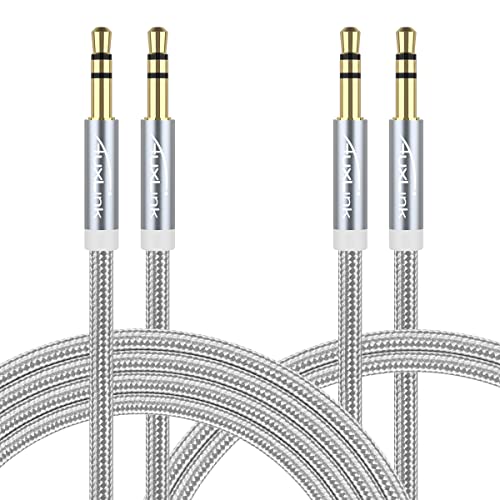 3.5mm Audio Cable 2 Pack[4ft+8ft], AuxLink Aux Cord Male to Male Nylon Braided, Hi-Fi Sound Auxiliary Cable for Car, Headphones, iPhone, Home Stereos, Speakers, Tablets