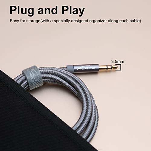 3.5mm Audio Cable 2 Pack[4ft+8ft], AuxLink Aux Cord Male to Male Nylon Braided, Hi-Fi Sound Auxiliary Cable for Car, Headphones, iPhone, Home Stereos, Speakers, Tablets