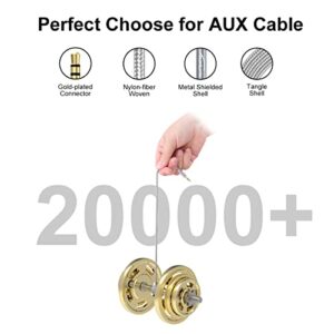 3.5mm Audio Cable 2 Pack[4ft+8ft], AuxLink Aux Cord Male to Male Nylon Braided, Hi-Fi Sound Auxiliary Cable for Car, Headphones, iPhone, Home Stereos, Speakers, Tablets