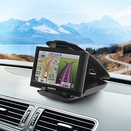 OQTIQ GPS Holder for Car Dashboard Phone Holder Adhesive Rubber Ring Car GPS Mount Clamshell Non-Slip for Garmin, Tomtom, Rand McNally, Magellan Roadmate, Other GPS Devices - Matte Black