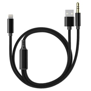 ivshowco charging audio cable for iphone [apple mfi certified], lightning to 3.5mm headphone aux jack nylon braided cord work with car stereo/speakers/headphone.
