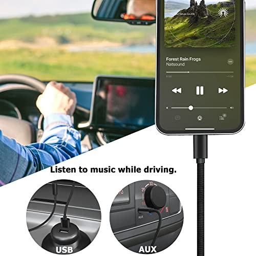 IVSHOWCO Charging Audio Cable for iPhone [Apple MFi Certified], Lightning to 3.5mm Headphone Aux Jack Nylon Braided Cord Work with Car Stereo/Speakers/Headphone.