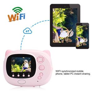 Kid Instant Camera with 2.4 Inch IPS Color LCD Display, Rechargeable High-Definition Child Camera Support 32G Extended Storage, WiFi Synchronized Sharing