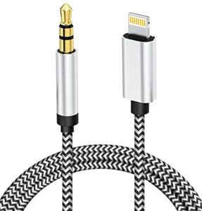 [apple mfi certified] iphone aux cord for car stereo, lightning to 3.5mm audio cable compatible with iphone 14/13/12/11/xr/xs/x/8/7/6/ipad to car home stereo speaker headphone, 3.3ft