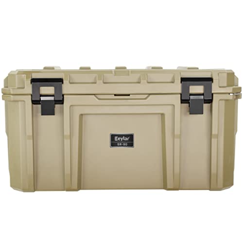 SR-90 Large Crossover Overland Cargo Case, Equipment Hard Case, Roto Molded, Stackable with Pad-Lock Hasp, Strap Mountable, TSA Standard, IPX4 Rated, 90 Liters (Tan)