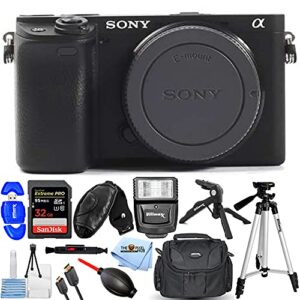 sony alpha a6400 mirrorless digital camera (body only) – pro bundle includes: sandisk extreme pro 32gb sd, slave flash, tripod, gadget bag, hdmi cable and more