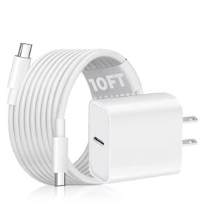 ipad charger, usb-c fast charger, for apple ipad 10th gen,ipad pro 12.9 2021/20/18, ipad pro 11 gen 3/2/1, ipad air 4th, ipad mini 6,wall charger plug block with 10ft type-c to c charging cable