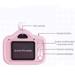 Kids Camera, Front and Rear Single Shot 2000w, Game Music All-in-one, Color Picture Frame Sticker, Filter, Camera Can Take Pictures Without Card, Support for Maximum 32GB Cards