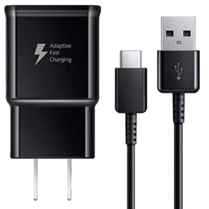 adaptive fast charging wall charger and 5-feet usb type c cable kit bundle compatible with samsung galaxy s23/s22/s21/s20/s10/s9/s8/note 20/note 10/note 9/note 8 & other smartphones (black) (1-pack)