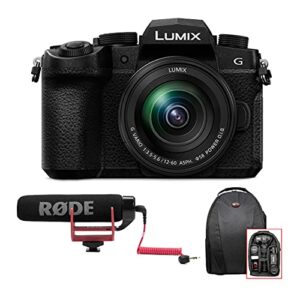 panasonic lumix g95 20.3mp mirrorless camera bundle with microphone and photo and video backpack (3 items)