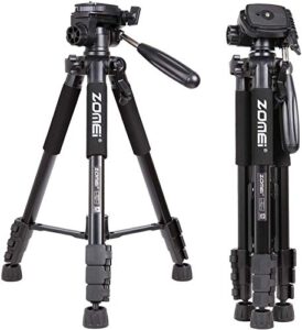 zomei q111 flexible portable 55″ aluminium tripod compact lightweight 4s camera stand with 1/4 mount 3-way panhead and carrying bag for digital dslr eos canon nikon sony panasonic samsung black