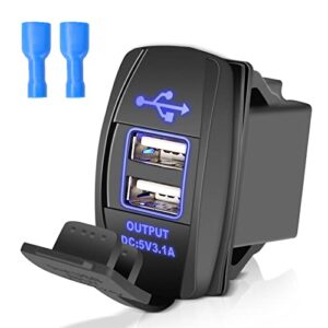 2023 Upgrade Rocker Switch Style USB Charger 12V/24V Dual USB Car Charger Adapter