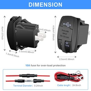 2023 Upgrade Rocker Switch Style USB Charger 12V/24V Dual USB Car Charger Adapter