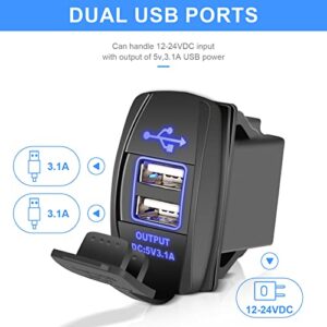 2023 Upgrade Rocker Switch Style USB Charger 12V/24V Dual USB Car Charger Adapter