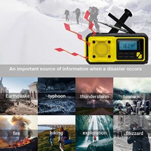 Emergency Hand Crank Weather Solar Radio, radios Portable Power Bank 4000mAh Hand Crank AM FM/NOAA Radio with LED Flashlights Reading Lamp Cellphone Charger SOS Alarm for Camping Home Outdoor