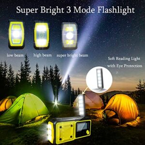 Emergency Hand Crank Weather Solar Radio, radios Portable Power Bank 4000mAh Hand Crank AM FM/NOAA Radio with LED Flashlights Reading Lamp Cellphone Charger SOS Alarm for Camping Home Outdoor