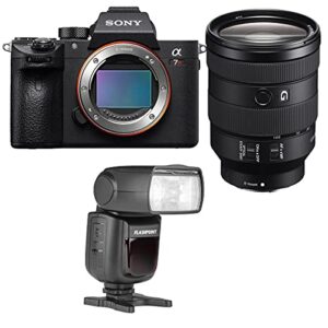 sony alpha a7r iii mirrorless digital camera (v2) with fe 24-105mm f/4 g oss lens bundle with flashpoint zoom li-ion r2 ttl on-camera flash speedlight