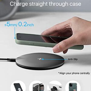 Wireless Charger, 15W Qi Fast Wireless Charging Pad Compatible with iPhone 14/13/13 Pro/13 Mini/13 Pro Max/12/11/ X/XS, Samsung Galaxy S22/ S21/ S20/ S10, Note 20/10, Pixel 6/5, LG (No AC Adapter)