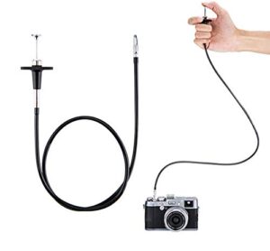 jjc tcr-70bk black 70cm threaded cable release, mechanical shutter release cable, mechanical cable release with bulb-lock design for long exposures
