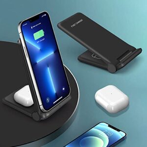 25W Wireless Charger,Foldable 2 in 1 Wireless Charging Station for Apple iPhone 14/13/12/11/Plus/Pro/SE/X/8/Airpods,PDKUAI 15W Fast Dual Wireless Induction Charge Stand for Samsung Phone/Galaxy Buds