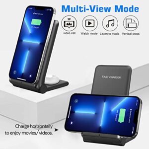 25W Wireless Charger,Foldable 2 in 1 Wireless Charging Station for Apple iPhone 14/13/12/11/Plus/Pro/SE/X/8/Airpods,PDKUAI 15W Fast Dual Wireless Induction Charge Stand for Samsung Phone/Galaxy Buds