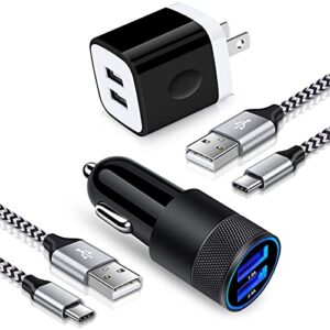 usb c fast car charger for samsung galaxy s23 s22 ultra s23+ s22 s21 fe z flip 4 flip 3 fold 3 fold 4 a54 a53 a14 a13 5g s20 plus a73 a72 a52, rapid wall charger+car charger adapter+2 type c cable 3ft