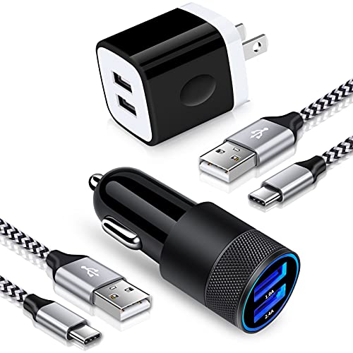 USB C Fast Car Charger for Samsung Galaxy S23 S22 Ultra S23+ S22 S21 FE Z Flip 4 Flip 3 Fold 3 Fold 4 A54 A53 A14 A13 5G S20 Plus A73 A72 A52, Rapid Wall Charger+Car Charger Adapter+2 Type C Cable 3ft