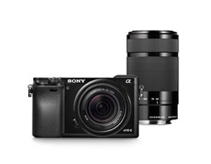 sony alpha a6000 digital camera wi-fi w/ 18-55mm 55-210mm zoom lens bundle (renewed)