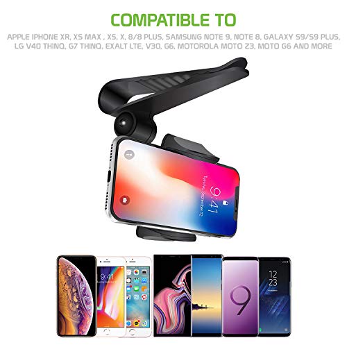 Sun Visor Phone Mount, Car Phone Holder for Car, Cradle Clip Compatible to Apple iPhone 14 Pro Max Plus 13 12 Samsung Z Flip Z Fold Note 20 10 9 Galaxy S22 LG, Motorola Google Pixel Smartphones