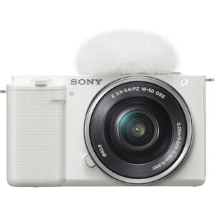 Sony ZV-E10 Mirrorless Camera with 16-50mm Lens (White) (ILCZV-E10L/W) + 64GB Memory Card + Filter Kit + Corel Photo Software + Bag + NPF-W50 Battery + External Charger + Card Reader + More (Renewed)