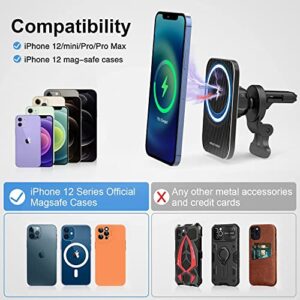 Magnetic Car Mount Charger Compatible with MagSafe, BIUBLE 15W Car Charger - Phone Mount Air Vent Phone Holder Compatible with iPhone 13/13 Pro/13 mini/13 Pro Max/12/12 Pro/12 mini/12 Pro Max