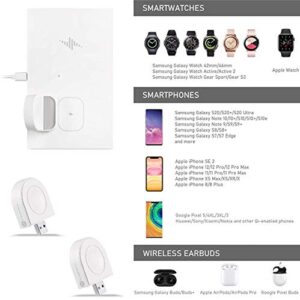 Wasserstein 3-in-1 Wireless Charging Station Compatible with Samsung Galaxy Buds/Galaxy Watch/Smartphone, and Compatible with AirPods/iPhone, Huawei/Sony/Google Smartphone & Other Qi-Enabled Devices