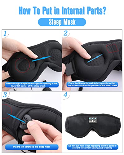 MUSICOZY Bluetooth 5.2 Module & Speakers for 3D Sleep Headphones Eye Mask with Charging Cable