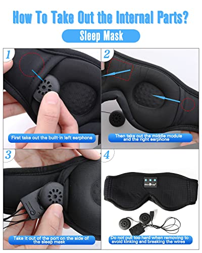 MUSICOZY Bluetooth 5.2 Module & Speakers for 3D Sleep Headphones Eye Mask with Charging Cable