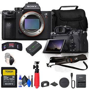 sony alpha a7r iva mirrorless digital camera (body only) (ilce7rm4a/b) + 64gb memory card + case + flex tripod + hand strap + memory wallet + cleaning kit (renewed)