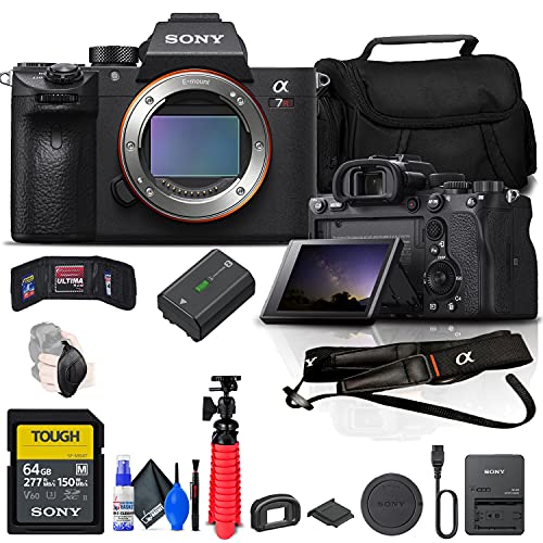 Sony Alpha a7R IVA Mirrorless Digital Camera (Body Only) (ILCE7RM4A/B) + 64GB Memory Card + Case + Flex Tripod + Hand Strap + Memory Wallet + Cleaning Kit (Renewed)